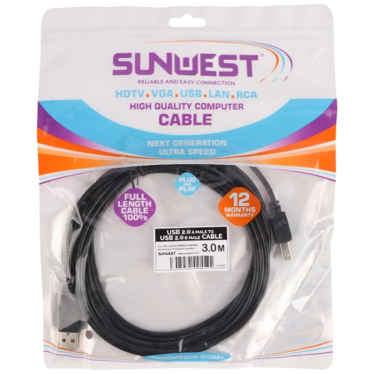 کابل پرینتر سان وست Sunwest طول 3 متر